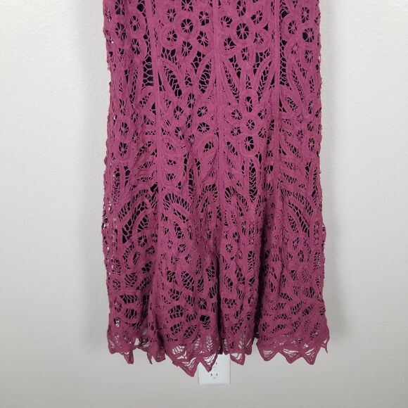 Betsey Johnson New York Faded Purple Y2K Midi Crochet Battenberg Lace Dress Sz 2 - Picture 9 of 14